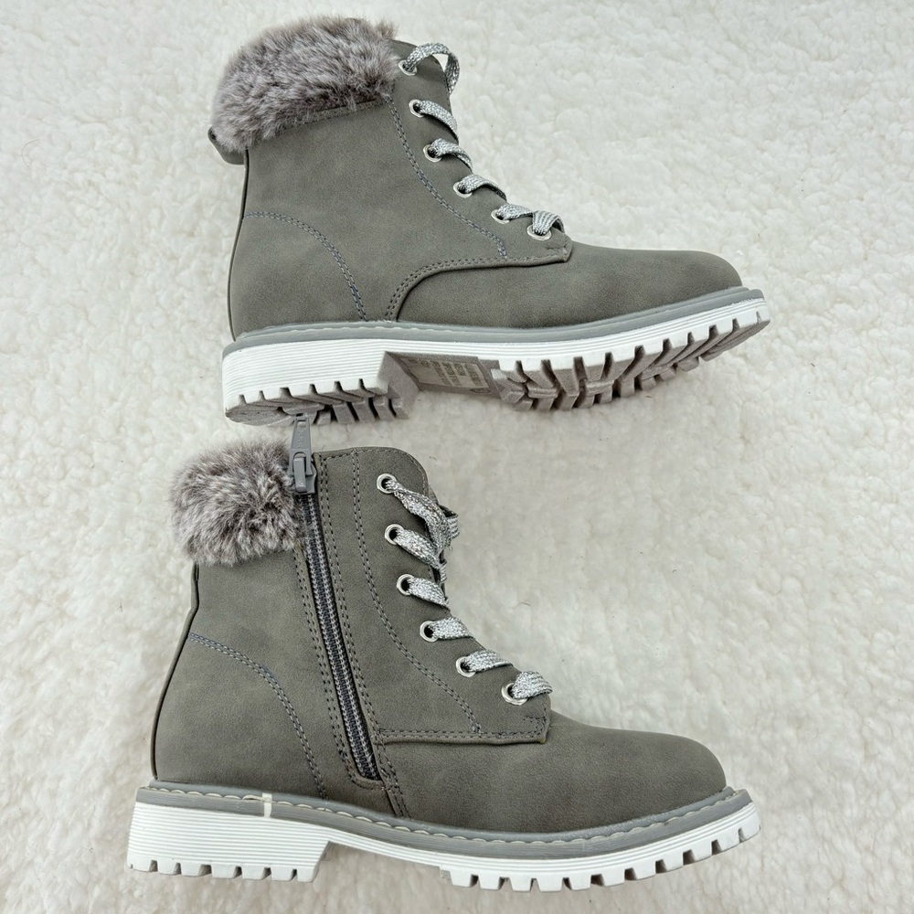 Dolce Vita Girl’s Grey Size 13 Emerald Boots with Faix Fur Trim Combat Boots - Picture 12 of 13